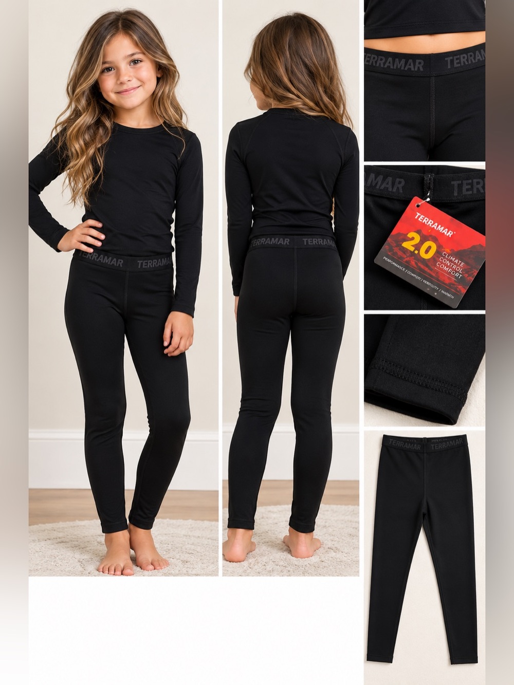 NWT Terramar Kids Thermal Baselayer Black – Size L 🖤